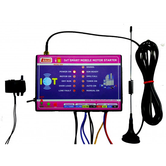 IOT Based Smart GSM Motor Pump controller (Smart Mobile Starter) with All Safety Protection, Alerts & Timer Schedule Features