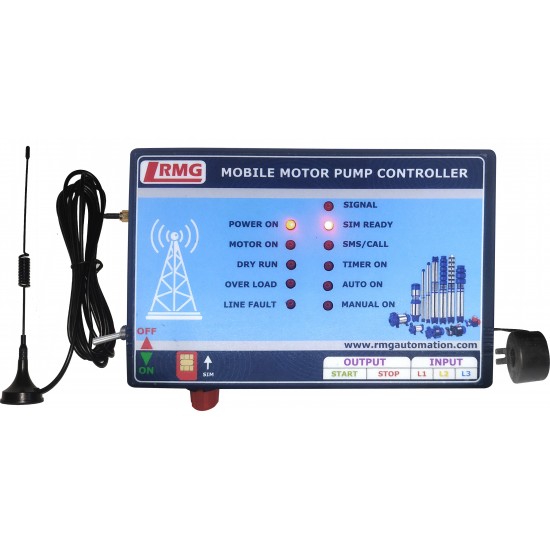 Three Phase GSM Mobile Motor Pump Controller with All Safety Protection, Alerts & Timer Features(Mobile Motor Starter) Three Phase GSM Mobile Motor Pump Controller with All Safety Protection, Alerts & Timer Features(Mobile Motor Starter)